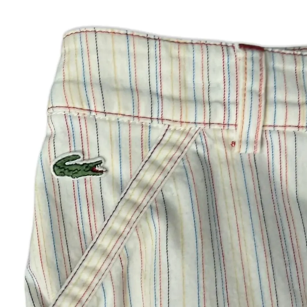 Lacoste White Pink Blue Green Pastel Pinstripe Pencil Mini Skirt size 36 / 4 / S